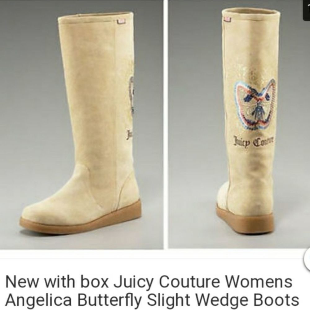Juicy Couture Vintage Y2k "Angelica" Butterfly Wedge Boots